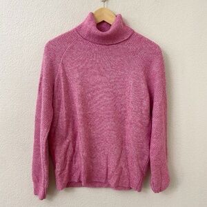 LOFT Turtleneck Sweater Size Pink Textured Long Sleeves